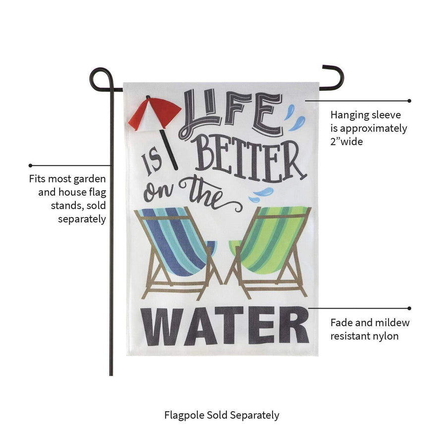 Life is Better on The Water Garden Burlap Flag - 13 x 1 x 18 Inches - Kitty Hawk Kites Online Store