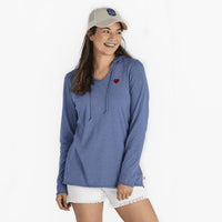 Women's Heart Long Sleeve Hooded Smooth Tee - Kitty Hawk Kites Online Store