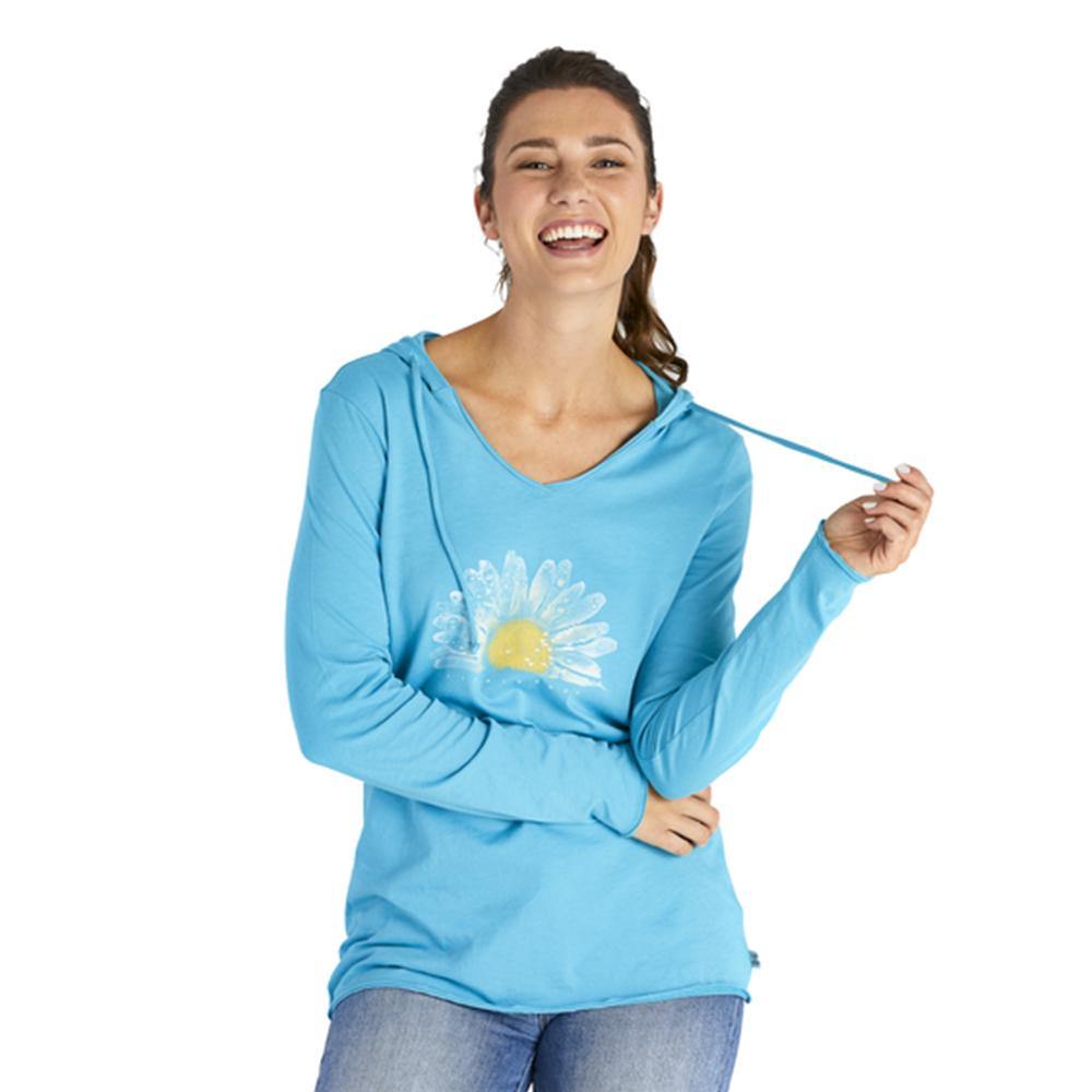 Women's Watercolor Daisy Long Sleeve Hooded Smooth Tee - Kitty Hawk Kites Online Store