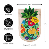 Floral Pineapple Linen Garden Flag - Kitty Hawk Kites Online Store