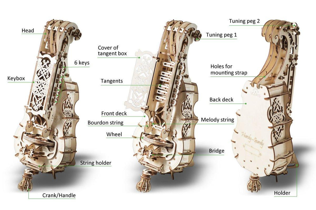 UGears 3D Mechanical Hurdy-Gurdy Musical Instrument Kit - Kitty Hawk Kites Online Store