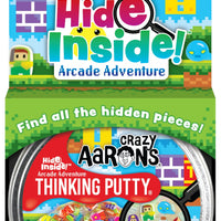 Crazy Aaron's Thinking Putty 4" Tin - Arcade Adventure Hide Inside - Clear Putty with Hidden Pieces, Non Toxic - Never Dries Out