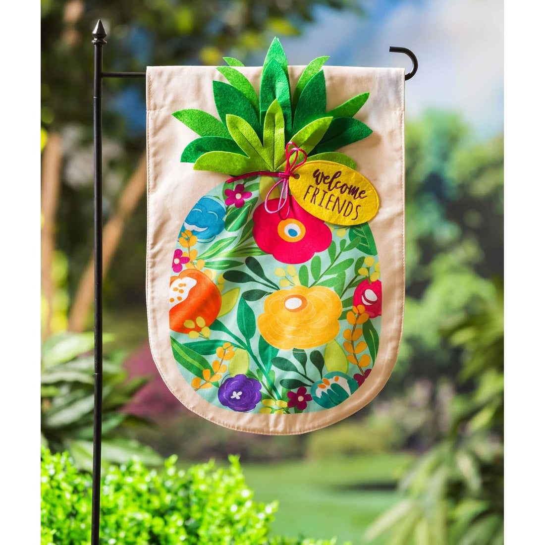 Floral Pineapple Linen Garden Flag - Kitty Hawk Kites Online Store