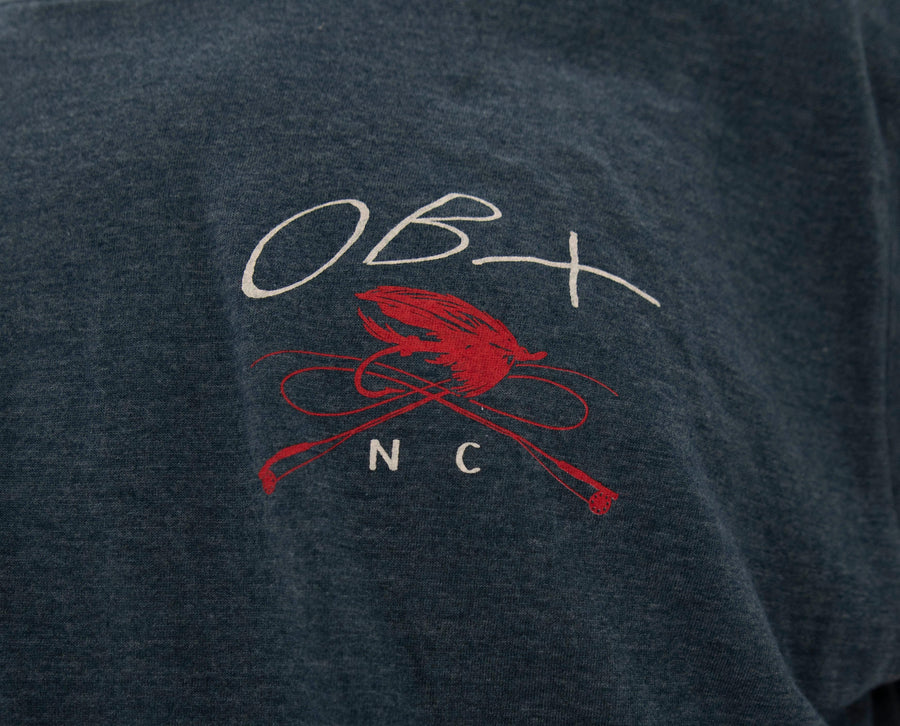 OBX AMERICAN FISHING TEE HBL/LG Outer Banks American Fishing Tee - Heather Navy - Kitty Hawk Kites Online Store