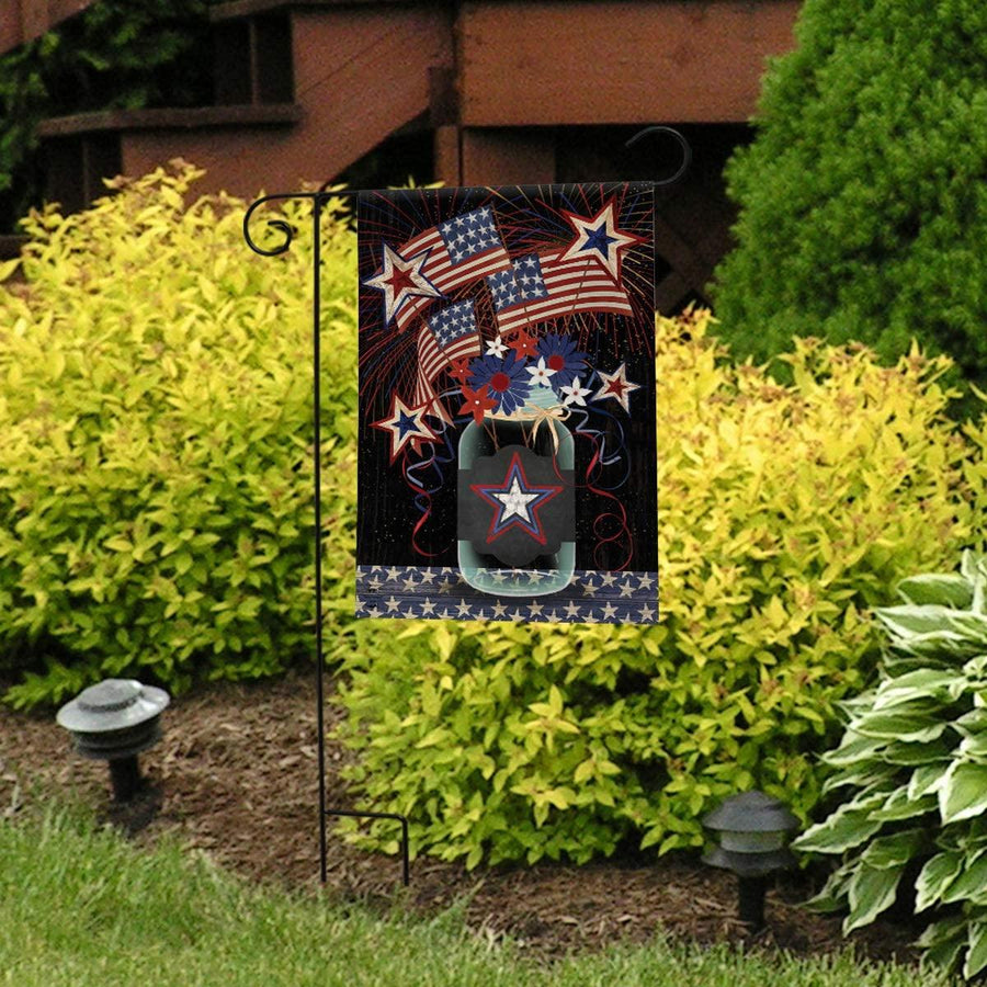 Patriotic Fireworks Mason Jar Garden Flag - Kitty Hawk Kites Online Store