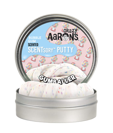Crazy Aaron's Thinking Putty 2.75" Tin - Bubblegum Scented Putty - SCENTSory Gumballer - Soft Texture, Never Dries Out