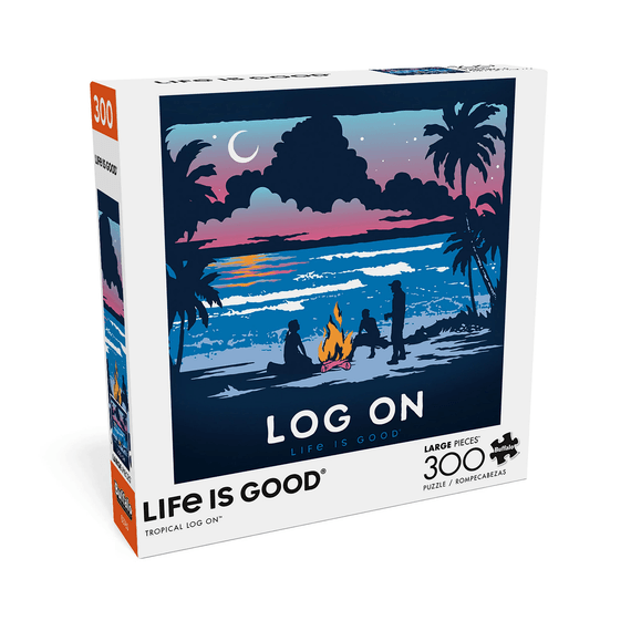Life Is Good LOG ON Bonfire 300 PC Puzzle - Kitty Hawk Kites Online Store