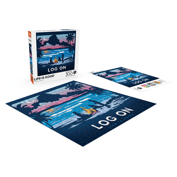 Life Is Good LOG ON Bonfire 300 PC Puzzle - Kitty Hawk Kites Online Store