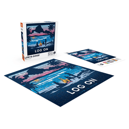 Life Is Good LOG ON Bonfire 300 PC Puzzle - Kitty Hawk Kites Online Store