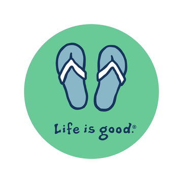 Life Is Good Flip Flops 4" Circle Sticker - Kitty Hawk Kites Online Store
