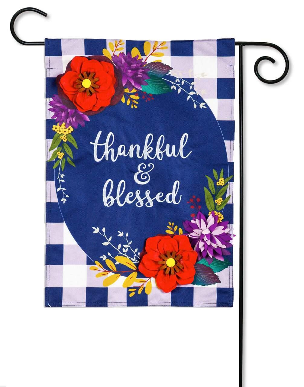 Fall Floral Check Garden Linen Flag - Kitty Hawk Kites Online Store