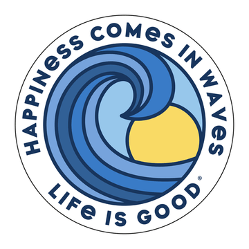 Happiness Comes In Waves 4" Circle Sticker - Kitty Hawk Kites Online Store