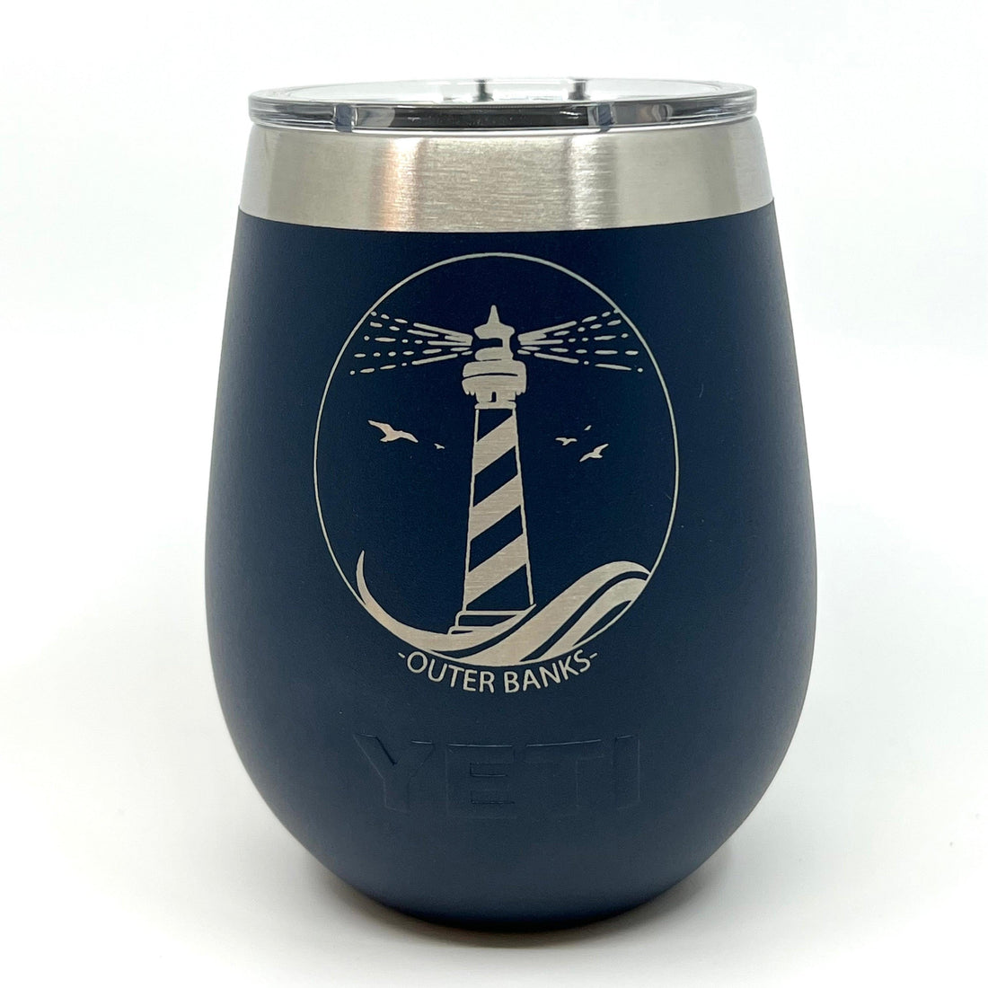 YETI RAMBLER® 10 OZ WINE TUMBLER WITH MAGSLIDER™ LID - OBX engraved  Hatteras Lighthouse navy – Kitty Hawk Kites Online Store
