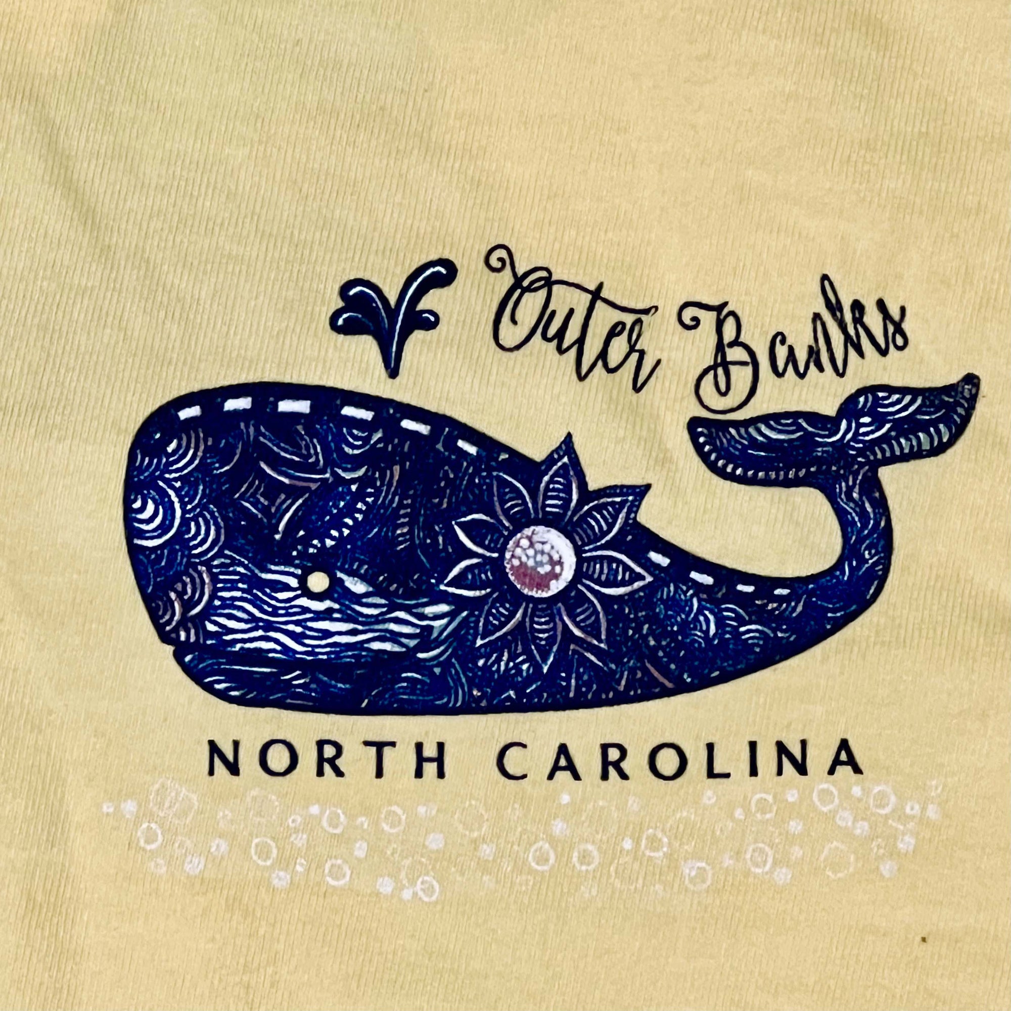 Outer Banks NC Floral Whale Short Sleeve Shirt