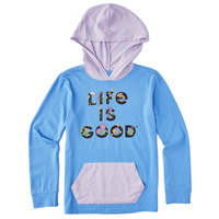 Life Is Good Kid's Hooded Crusher Long Sleeve Tee - LIG Floral - Kitty Hawk Kites Online Store
