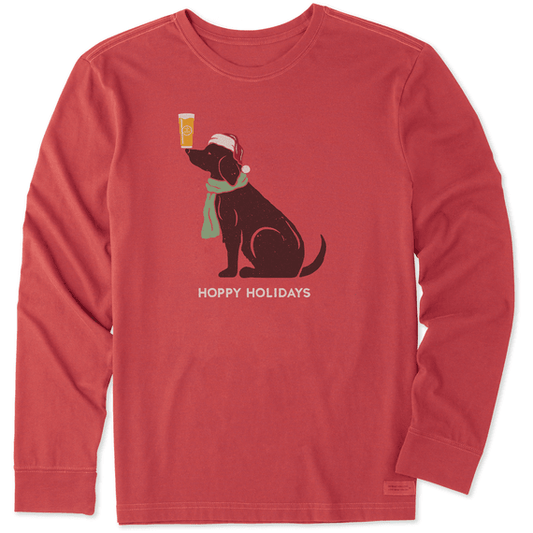 Life Is Good Men's Hoppy Holidays Man's Best Friend Long Sleeve Crusher Tee - Kitty Hawk Kites Online Store