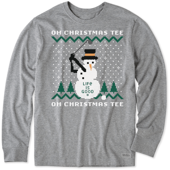 Life Is Good Men's Ugly Sweater Oh Christmas Tee Long Sleeve Crusher - Kitty Hawk Kites Online Store