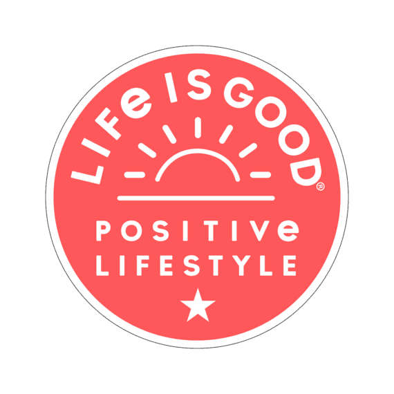 Life Is Good Positive Lifestyle Rising Sun 4" Circle Sticker - Kitty Hawk Kites Online Store