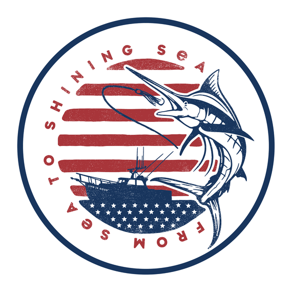 Shining Sea Marlin 4" Circle Sticker - Kitty Hawk Kites Online Store