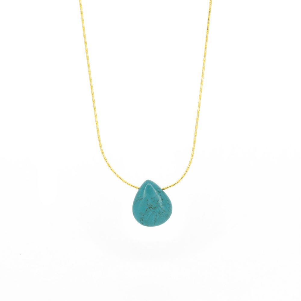 Salty Cali Turquoise Tear Drop Pendant 18k Gold Necklace - Kitty Hawk Kites Online Store