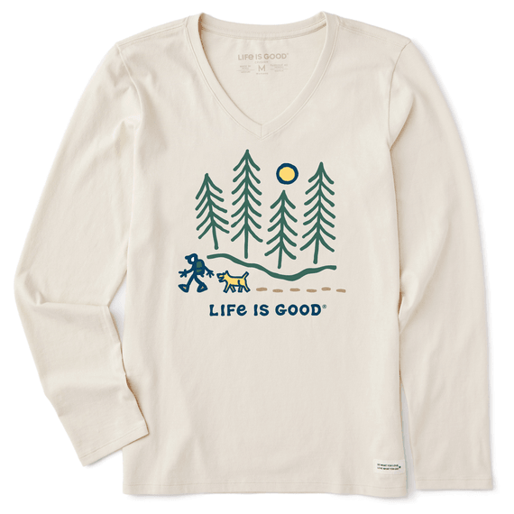 Life Is Good Women's Hiking Through The Woods Long Sleeve Crusher-Lite Vee - Kitty Hawk Kites Online Store