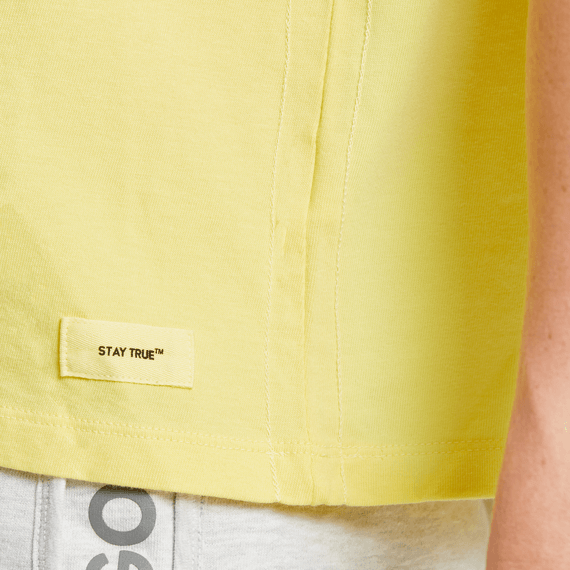 Life Is Good Women's Short Sleeve Boxy Tee - Sea Stripe - Lemon Yellow - Kitty Hawk Kites Online Store