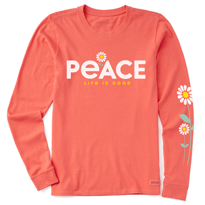 Life Is Good Women's Long Sleeve Crusher Tee - Peace Daisies - Kitty Hawk Kites Online Store