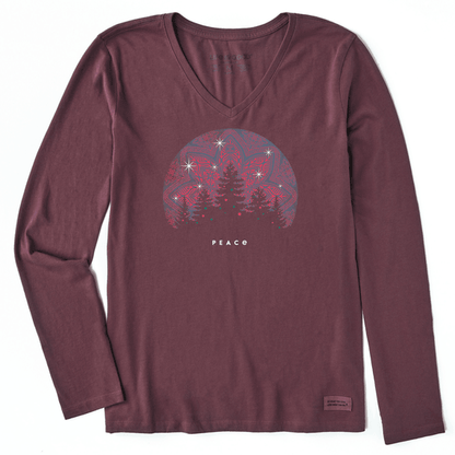 Life Is Good WOMEN'S TWINKLING TREE FOREST LONG SLEEVE CRUSHER VEE - Kitty Hawk Kites Online Store