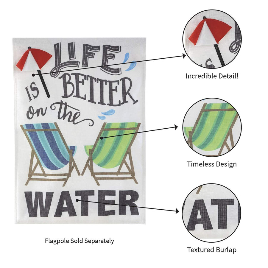 Life is Better on The Water Garden Burlap Flag - 13 x 1 x 18 Inches - Kitty Hawk Kites Online Store