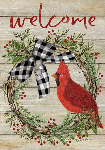 Cardinal Wreath Welcome Garden Flag - Kitty Hawk Kites Online Store