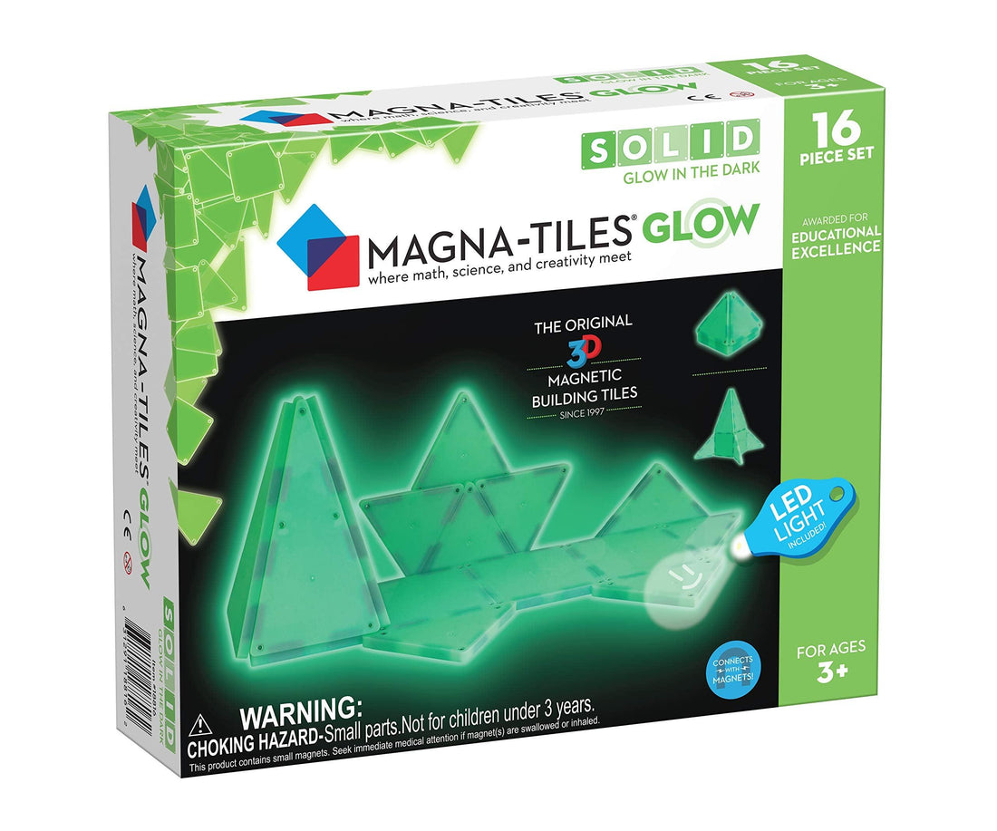 Magna Tiles Glow in The Dark Set (16 Pieces + LED Light Included) - Kitty Hawk Kites Online Store