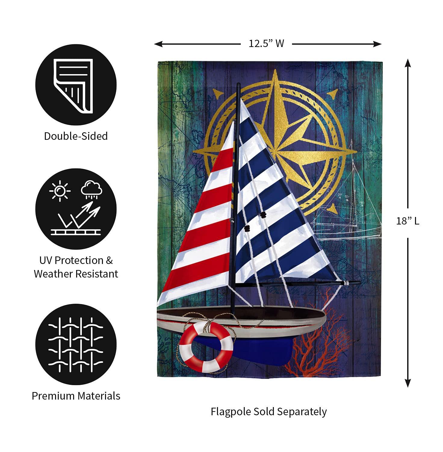 Nautical Collage Garden Linen Flag - Kitty Hawk Kites Online Store