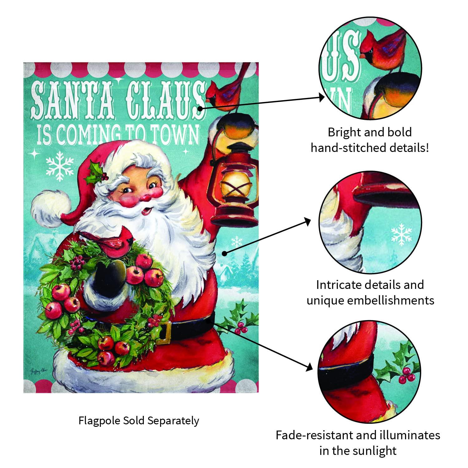 Santa Claus Is Coming Suede Garden Flag - Kitty Hawk Kites Online Store