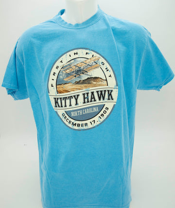 Kitty Hawk First In Flight Wright Flyer Tee - Blue - Kitty Hawk Kites Online Store
