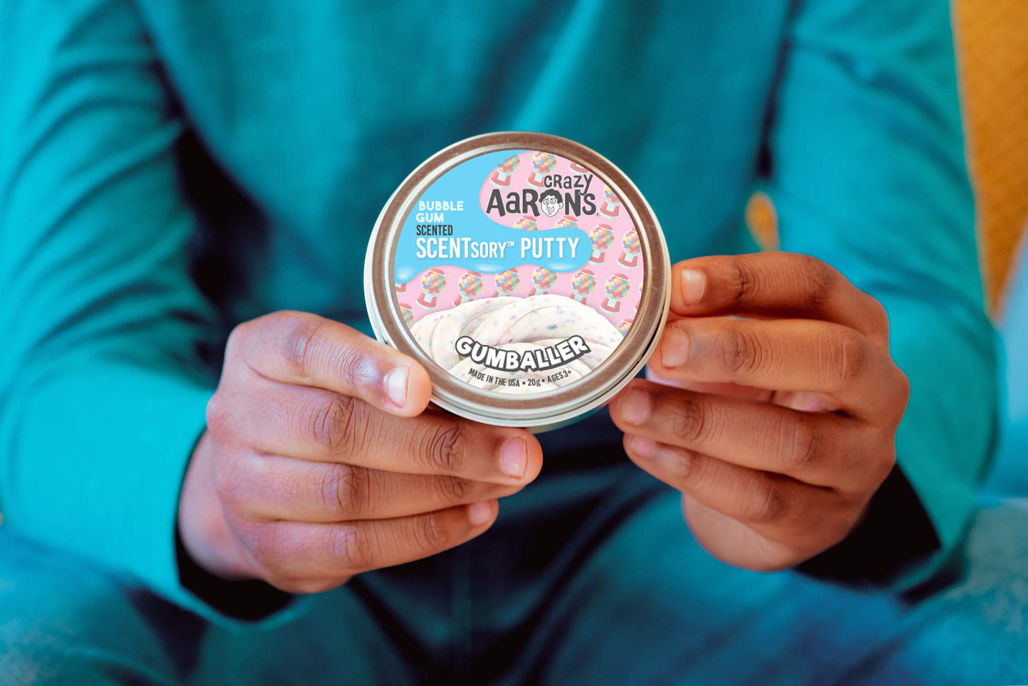 Crazy Aaron's Thinking Putty 2.75" Tin - Bubblegum Scented Putty - SCENTSory Gumballer - Soft Texture, Never Dries Out