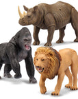 Kid Galaxy Lion, Rhino, Gorilla Plastic Educational Posable Safari Animal Figures (3 Piece), Yellow - Kitty Hawk Kites Online Store