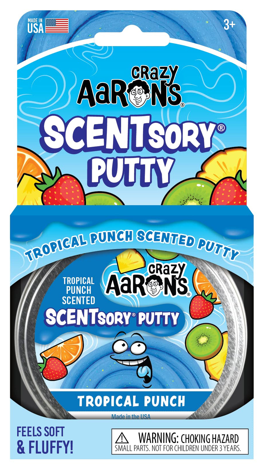 Crazy Aaron's SCENTsory Scented Thinking Putty - Tropical Punch - 2.75" Tin - Tropical Fruit Scented Green Putty - Fluffy Texture, Never Dries Out