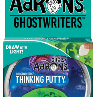 Crazy Aaron's Thinking Putty 4" Tin â GHOSTWRITERS âInvisible Inkâ - Write on Putty with UV Glowcharger â Never Dries Out