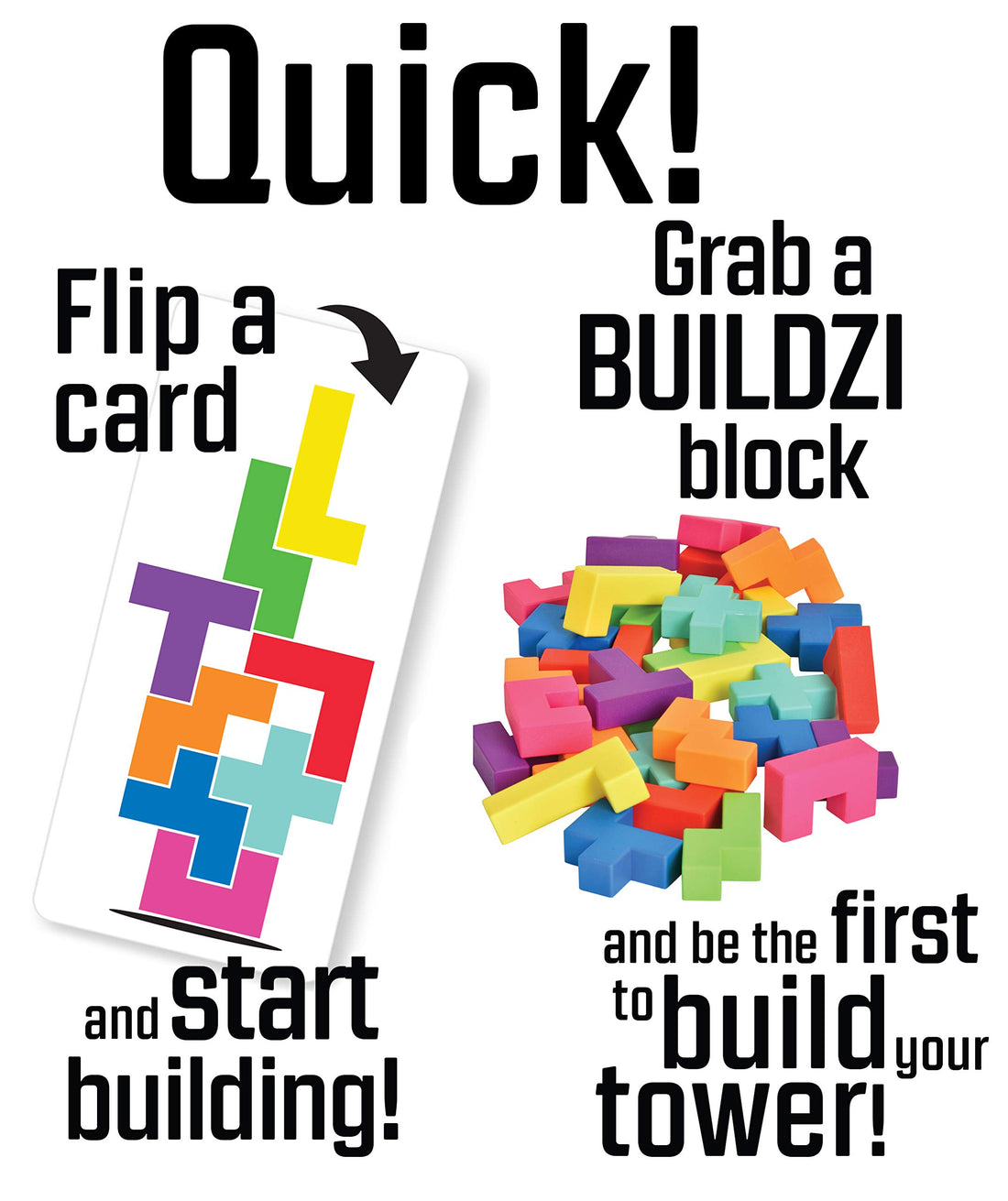 BUILDZI by TENZI - The Fast Stacking Building Block Game for The