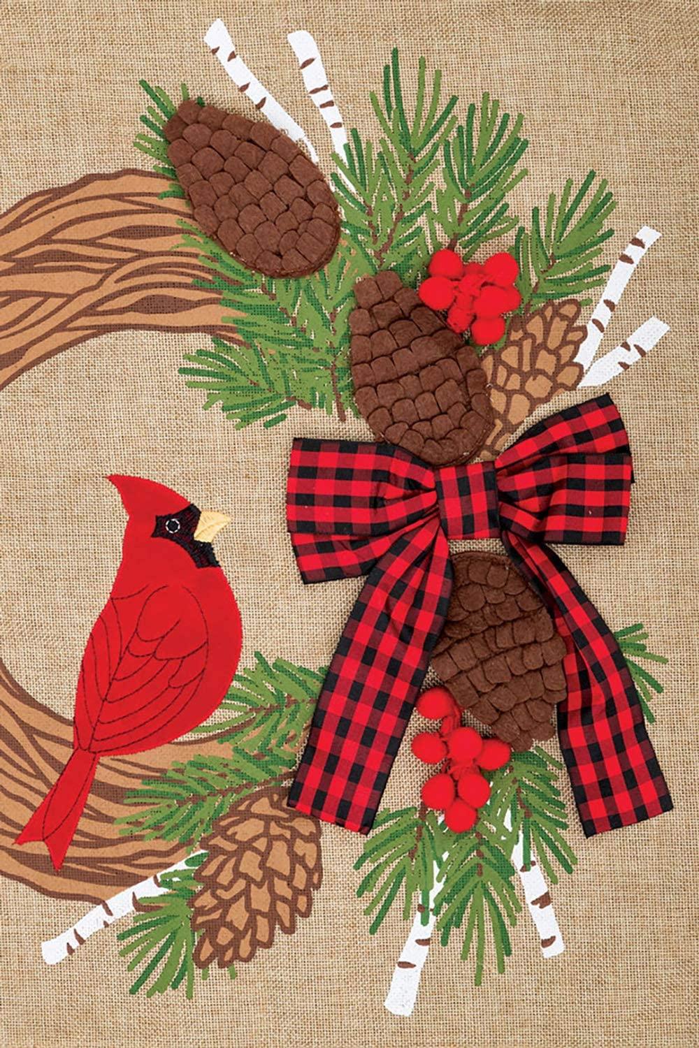 Cardinal Wreath Garden Flag - Kitty Hawk Kites Online Store