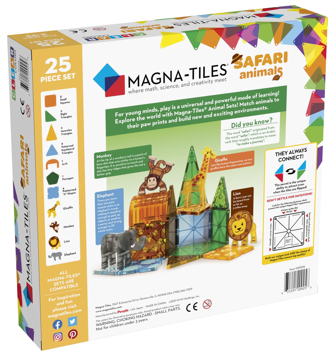 Magna-Tiles® Safari Animals 25 Piece Set - Kitty Hawk Kites Online Store