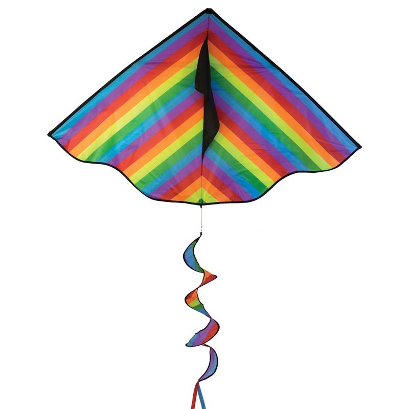 Rainbow Stripe 72&quot; Delta With Spinning Tail - Kitty Hawk Kites Online Store