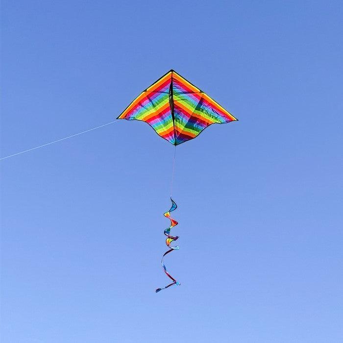 Rainbow Stripe 72&quot; Delta With Spinning Tail - Kitty Hawk Kites Online Store