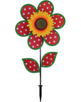 12in Red Polka Dot Sunflower spinner - Kitty Hawk Kites Online Store